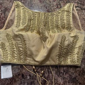 Gold embroidered sari blouse